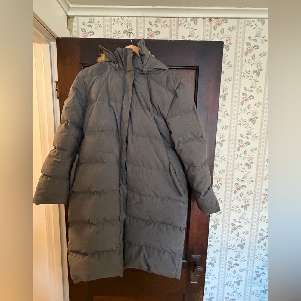 Garnet Hill Down Coat – Charcoal, Size 12 – Removable Hood